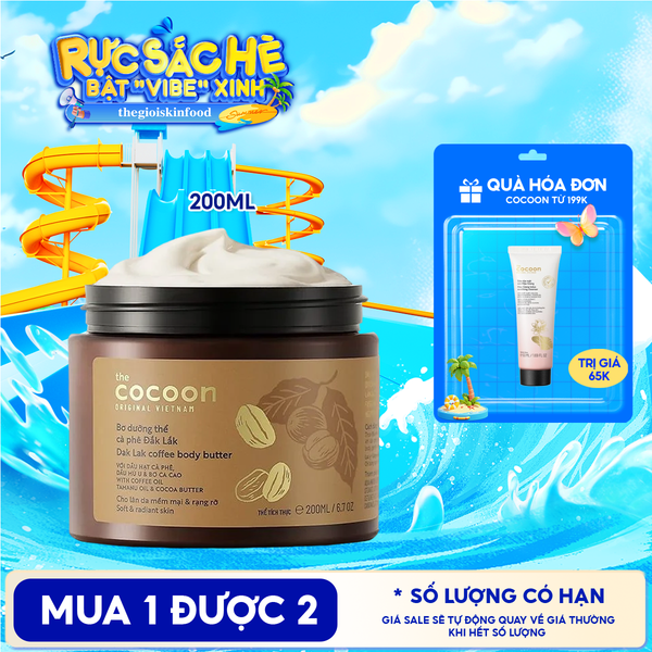  Bơ Dưỡng Thể Cocoon Chiết Xuất Cà Phê Cấp Ẩm Dưỡng Mịn Da Dak Lak Coffee Body Butter 200ml 