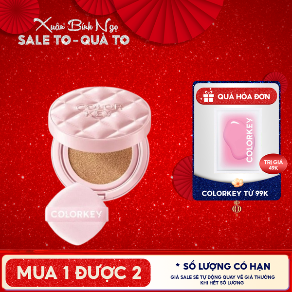  Cushion Chống Nắng Colorkey Mỏng Nhẹ, Bền Lâu Long Lasting Flawless Brightening Cushion Cream SPF50+ PA++++ 11g 