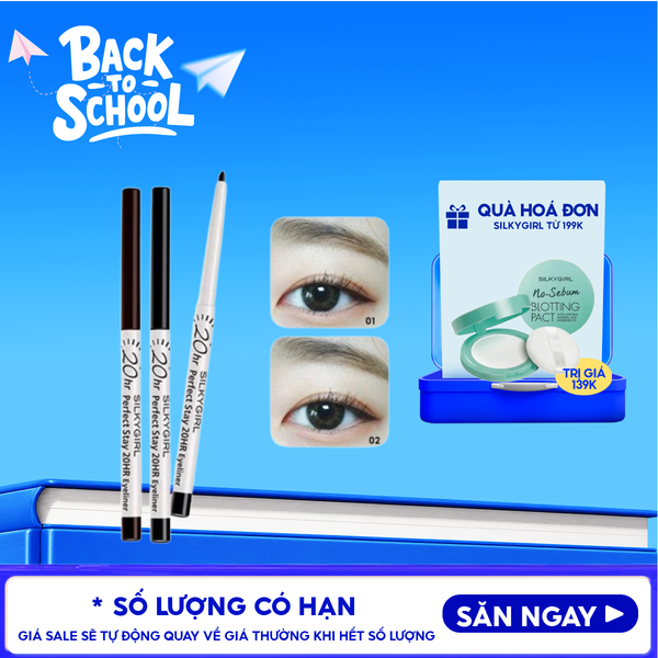  Chì Kẻ Mắt Silkygirl Nét Mảnh Cho Đôi Mắt Sắc Sảo Perfect Stay 20Hr Eyeliner 0.28g 
