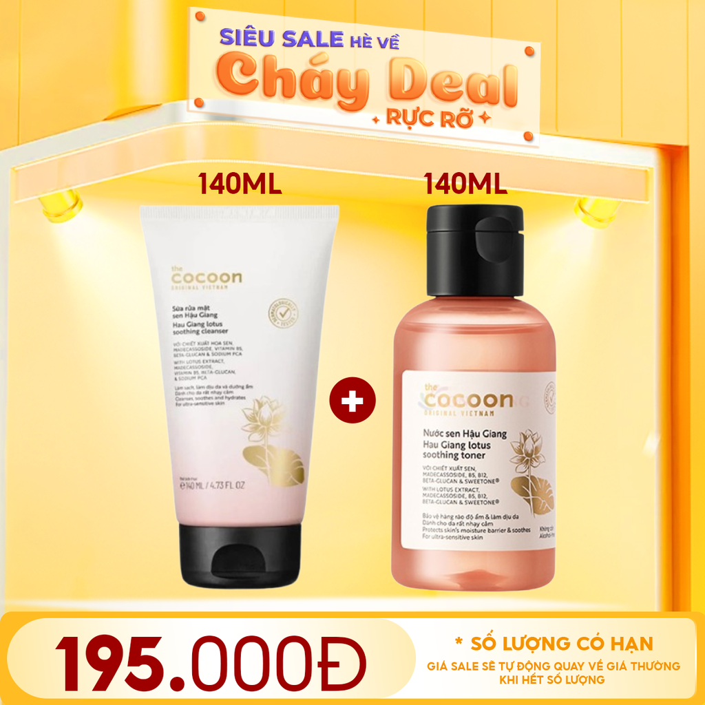 Sữa Rửa Mặt Sen Hậu Giang Làm Dịu Da Cocoon Hau Giang Lotus Soothing Cleanser 140ml