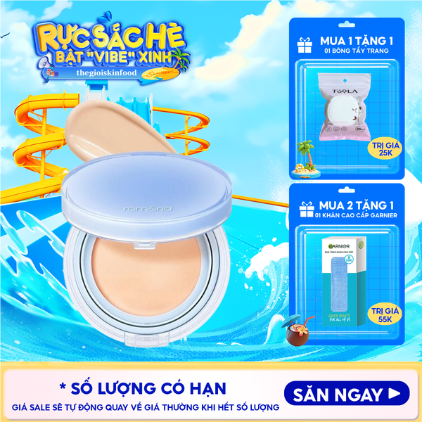  [VE-EASY] Phấn Nước Trang Điểm Romand Che Phủ Tự Nhiên, Căng Bóng Thuần Chay Bare Water Cushion SPF38/PA++++ 20g 