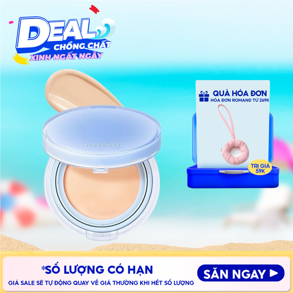 [VE-EASY] Phấn Nước Trang Điểm Romand Che Phủ Tự Nhiên, Căng Bóng Thuần Chay Bare Water Cushion SPF38/PA++++ 20g 