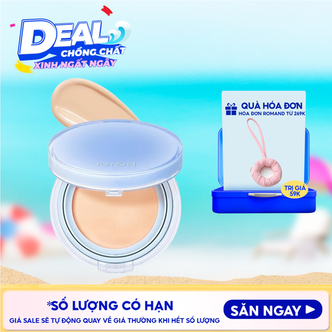 [VE-EASY] Phấn Nước Trang Điểm Romand Che Phủ Tự Nhiên, Căng Bóng Thuần Chay Bare Water Cushion SPF38/PA++++ 20g