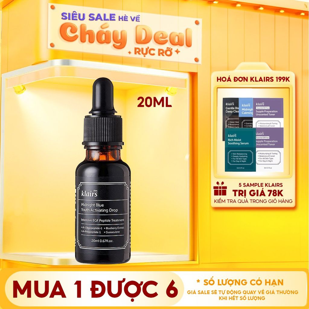 Serum Klairs Làm Dịu, Phục Hồi Da Klairs Midnight Blue Youth Activating Drop 20ml