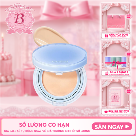 [VE-EASY] Phấn Nước Trang Điểm Romand Che Phủ Tự Nhiên, Căng Bóng Thuần Chay Bare Water Cushion SPF38/PA++++ 20g