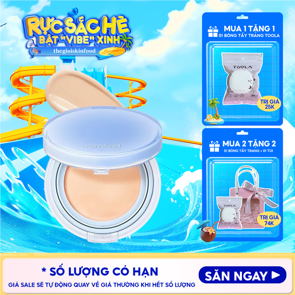  [VE-EASY] Phấn Nước Trang Điểm Romand Che Phủ Tự Nhiên, Căng Bóng Thuần Chay Bare Water Cushion SPF38/PA++++ 20g 