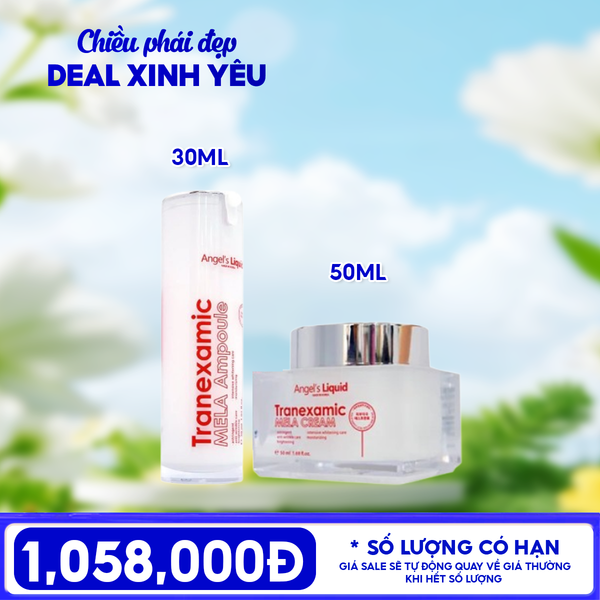 Combo Angel's Liquid: Tinh Chất Angel's Liquid Tranexamic Mela Ampoule 30ml + Kem Dưỡng Angel's Liquid Tranexamic Mela Cream 50ml 