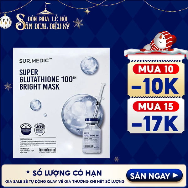  Mặt Nạ Sur.Medic+ Hỗ Trợ Dưỡng Trắng Da Bright Glutathione Mask 30g 