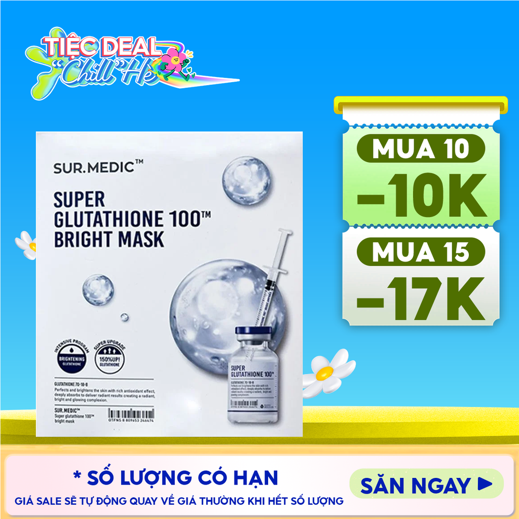 Mặt Nạ Sur.Medic+ Hỗ Trợ Dưỡng Trắng Da Bright Glutathione Mask 30g