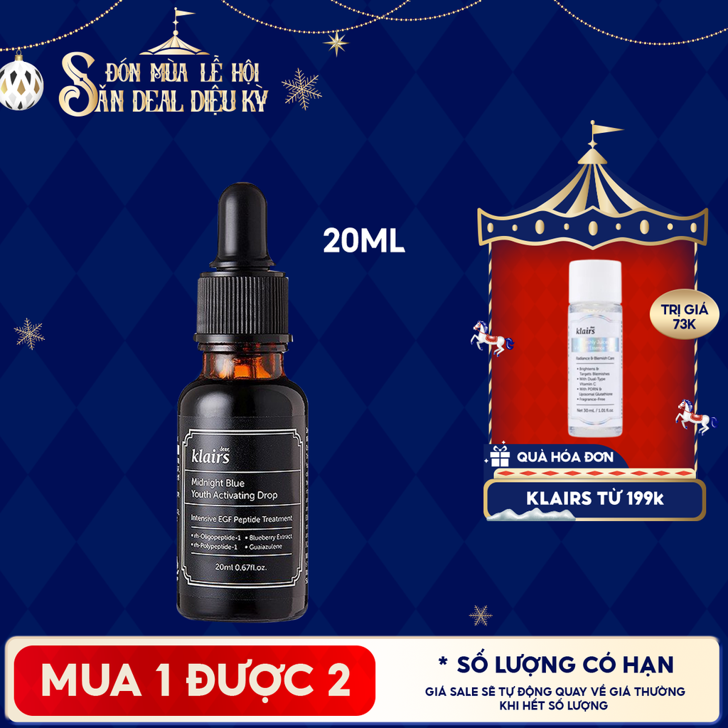 Serum Klairs Làm Dịu, Phục Hồi Da Klairs Midnight Blue Youth Activating Drop 20ml