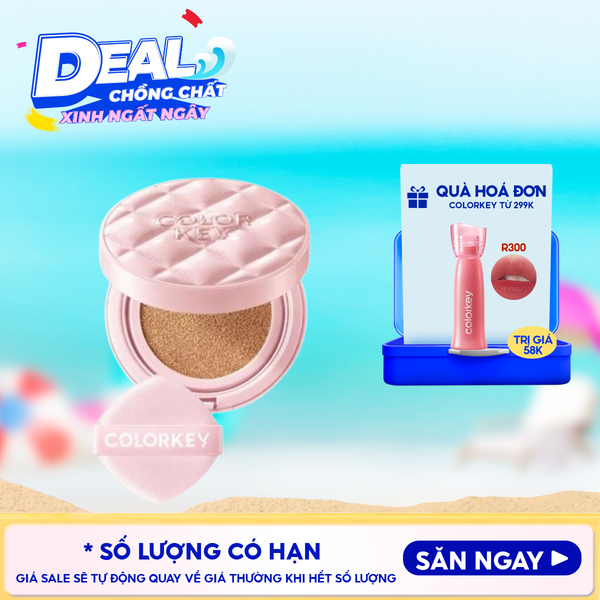  Cushion Chống Nắng Colorkey Mỏng Nhẹ, Bền Lâu Long Lasting Flawless Brightening Cushion Cream SPF50+ PA++++ 11g 