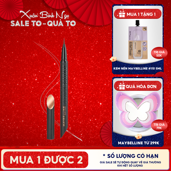  Bút Kẻ Mắt Nước Siêu Sắc Mảnh, Không Lem Trôi Maybelline New York Hyper Sharp Liner Extreme 0.4g 