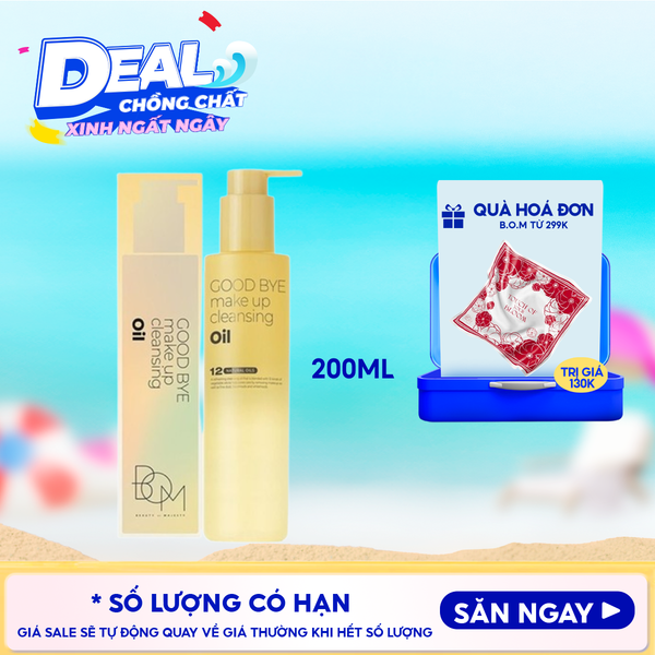  Dầu Tẩy Trang Thuần Chay, Dịu Nhẹ B.O.M Good Bye Make Up Cleansing Oil 200ml 