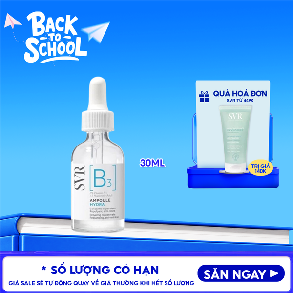  Serum SVR Dưỡng Ngăn Ngừa Nếp Nhăn, Phục Hồi Da Và Dưỡng Ẩm SVR B3 Ampoule Hydra 30ml 
