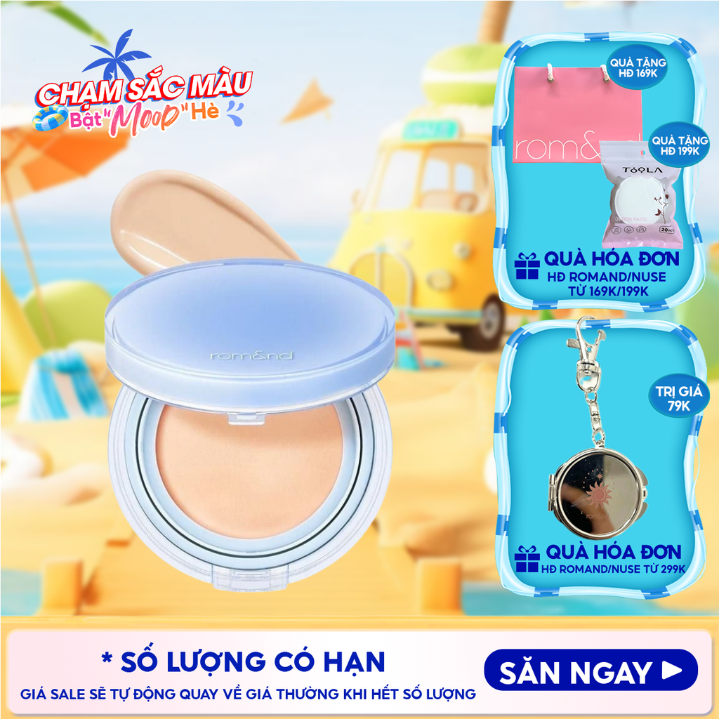 [VE-EASY] Phấn Nước Trang Điểm Romand Che Phủ Tự Nhiên, Căng Bóng Thuần Chay Bare Water Cushion SPF38/PA++++ 20g