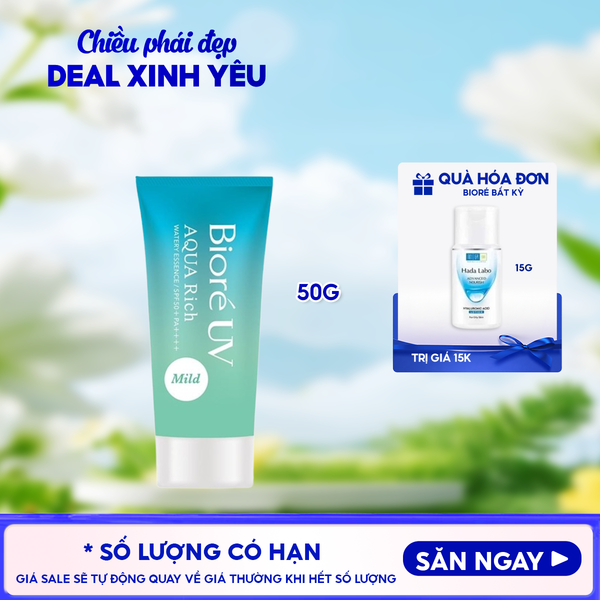  Tinh Chất Chống Nắng Bioré Màng Nước Dịu Nhẹ Uv Aqua Rich Watery Essence Mild SPF50+ PA++++ 50g 