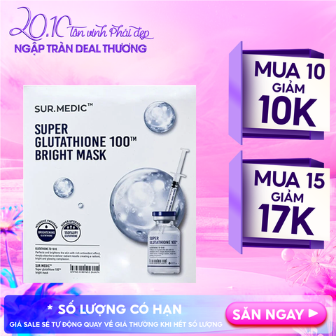 Mặt Nạ Sur.Medic+ Hỗ Trợ Dưỡng Trắng Da Bright Glutathione Mask 30g