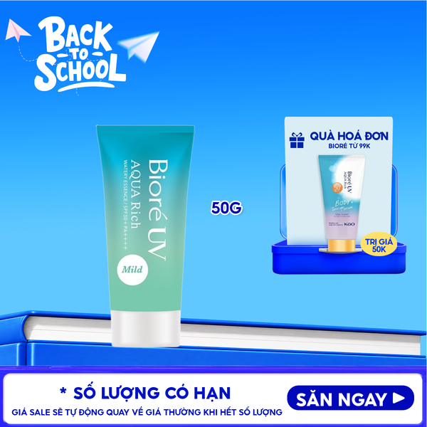  Tinh Chất Chống Nắng Bioré Màng Nước Dịu Nhẹ Uv Aqua Rich Watery Essence Mild SPF50+ PA++++ 50g 
