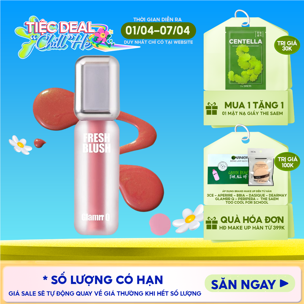 Má Hồng Kem Glamrr Q Căng Bóng Glow Lasting Fresh Blush 3.8g