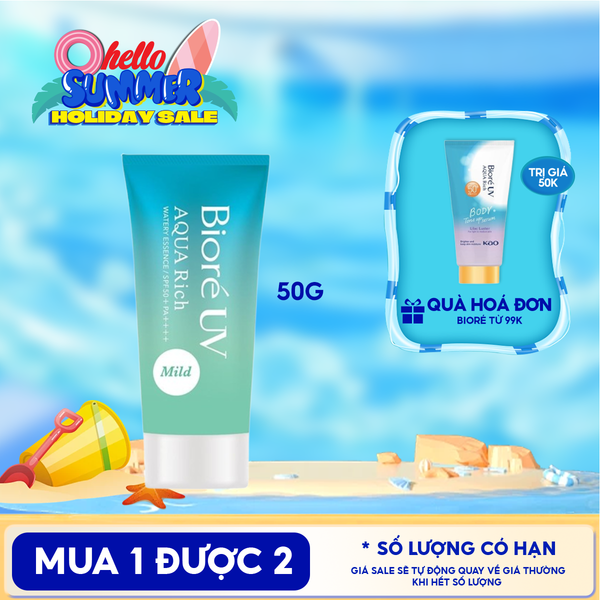  Tinh Chất Chống Nắng Bioré Màng Nước Dịu Nhẹ Uv Aqua Rich Watery Essence Mild SPF50+ PA++++ 50g 
