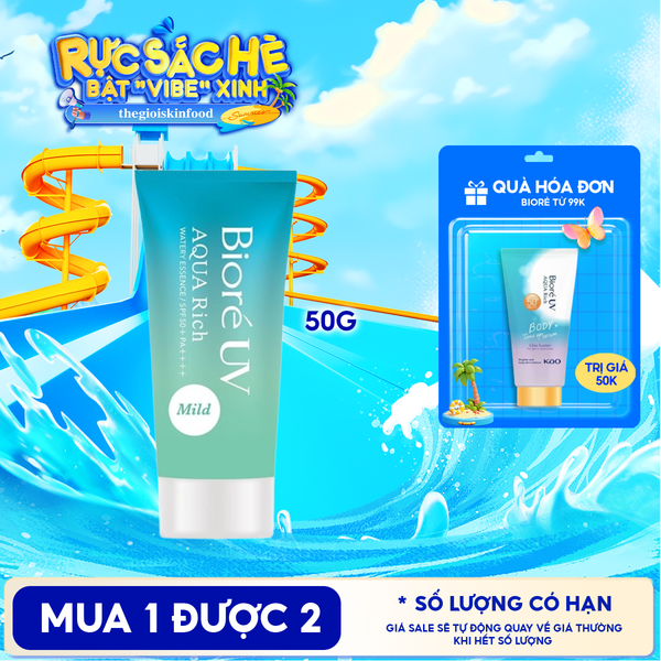  Tinh Chất Chống Nắng Bioré Màng Nước Dịu Nhẹ Uv Aqua Rich Watery Essence Mild SPF50+ PA++++ 50g 