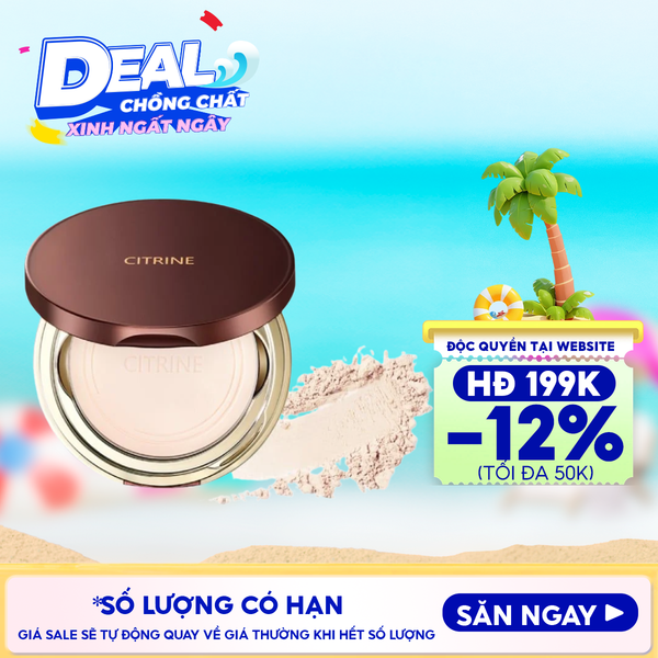  Phấn Phủ Dạng Nén Citrine Kiềm Dầu, Che Phủ Tự Nhiên Soft Velvet Setting Powder 8g 