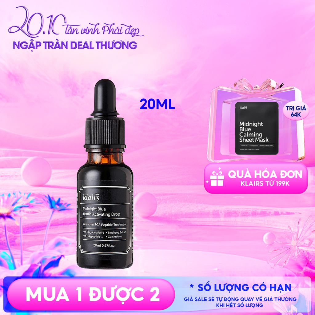 Serum Klairs Làm Dịu, Phục Hồi Da Klairs Midnight Blue Youth Activating Drop 20ml