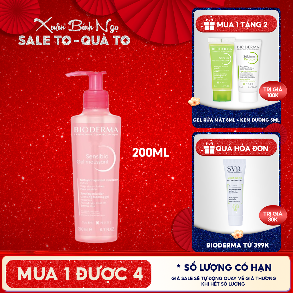 Sữa Rửa Mặt Dạng Gel Bioderma Cho Da Nhạy Cảm Sensibio Gel Moussant