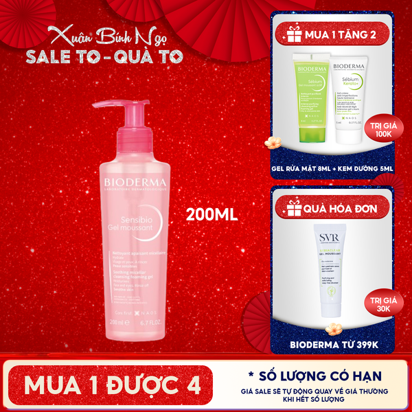  Sữa Rửa Mặt Dạng Gel Bioderma Cho Da Nhạy Cảm Sensibio Gel Moussant 