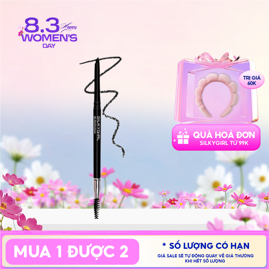 Chì Kẻ Mày Ngang Silkygirl Hai Đầu Tiện Lợi, Lâu Trôi Hi-Definition Brow Liner 0.35g