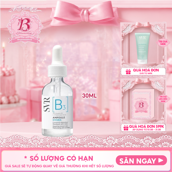  Serum SVR Dưỡng Ngăn Ngừa Nếp Nhăn, Phục Hồi Da Và Dưỡng Ẩm SVR B3 Ampoule Hydra 30ml 