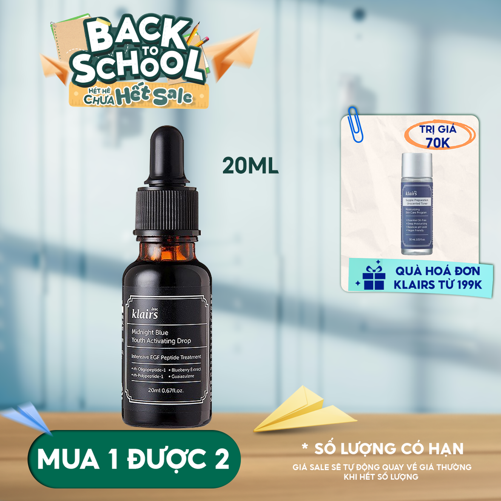 Serum Klairs Làm Dịu, Phục Hồi Da Klairs Midnight Blue Youth Activating Drop 20ml