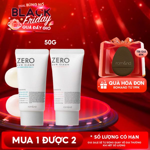  Kem Chống Nắng Romand Kiêm Kem Lót Bảo Vệ Da Hiệu Quả Zero Sun Clean SPF50+/PA++++ 50g 