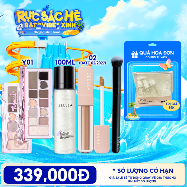  Combo Xịt Khóa Nền Zeesea Lasting Makeup Settting Spray + Kem Che Khuyết Điểm Zeesea Mist Soft Focus Concealer + Bảng Phấn Mắt VEECCI 11 Color Eyeshadow Palette + Cọ Che Khuyết Điểm TOOLA Concealer Brush BT-TLA103 