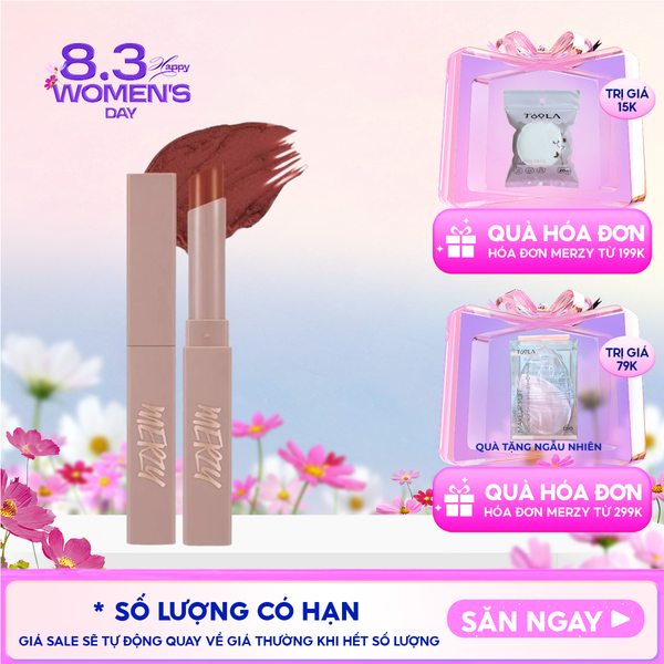  [Academia Collection] Son Thỏi Lì Merzy Lên Màu Chuẩn, Mịn Mượt Nhẹ Môi Academia Cotton Lipstick 1.8g 