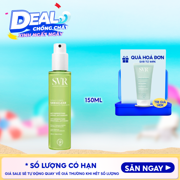  Xịt Hỗ Trợ Giảm Mụn Lưng & Cơ Thể SVR Mờ Thâm Mụn Sebiaclear Spray Corps 150ml 