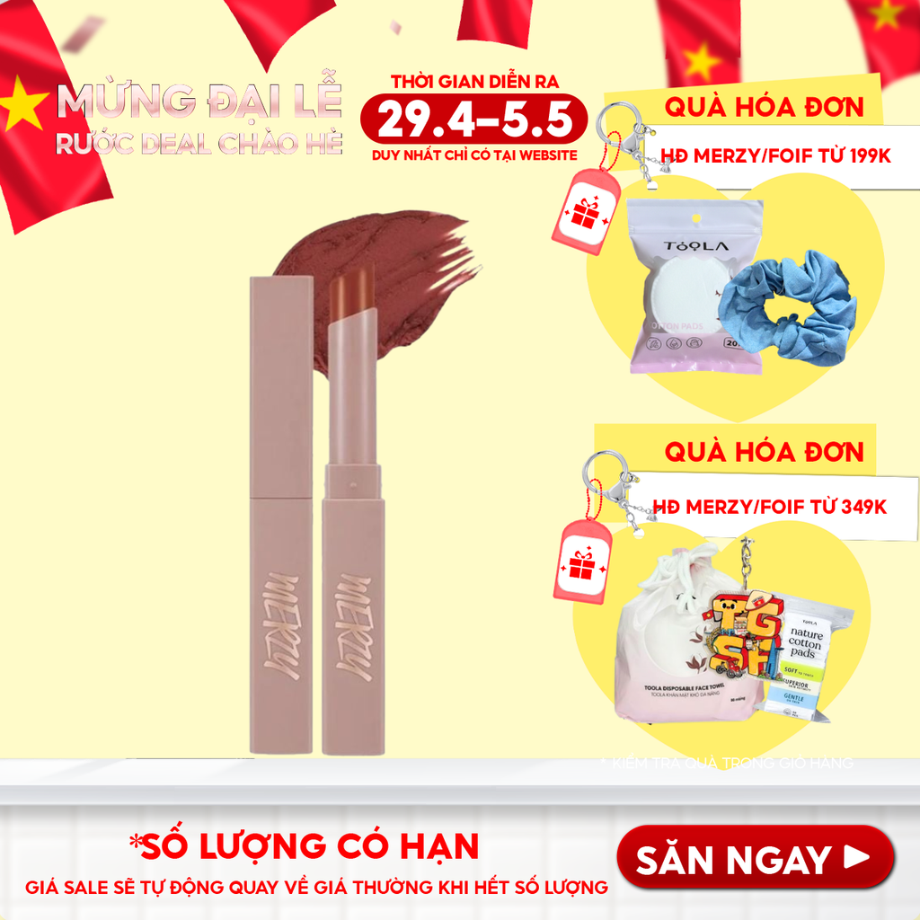 [Academia Collection] Son Thỏi Lì Merzy Lên Màu Chuẩn, Mịn Mượt Nhẹ Môi Academia Cotton Lipstick 1.8g