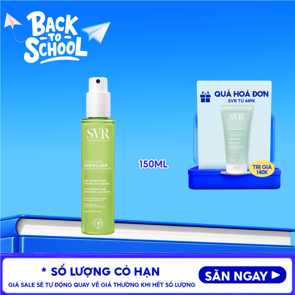  Xịt Hỗ Trợ Giảm Mụn Lưng & Cơ Thể SVR Mờ Thâm Mụn Sebiaclear Spray Corps 150ml 