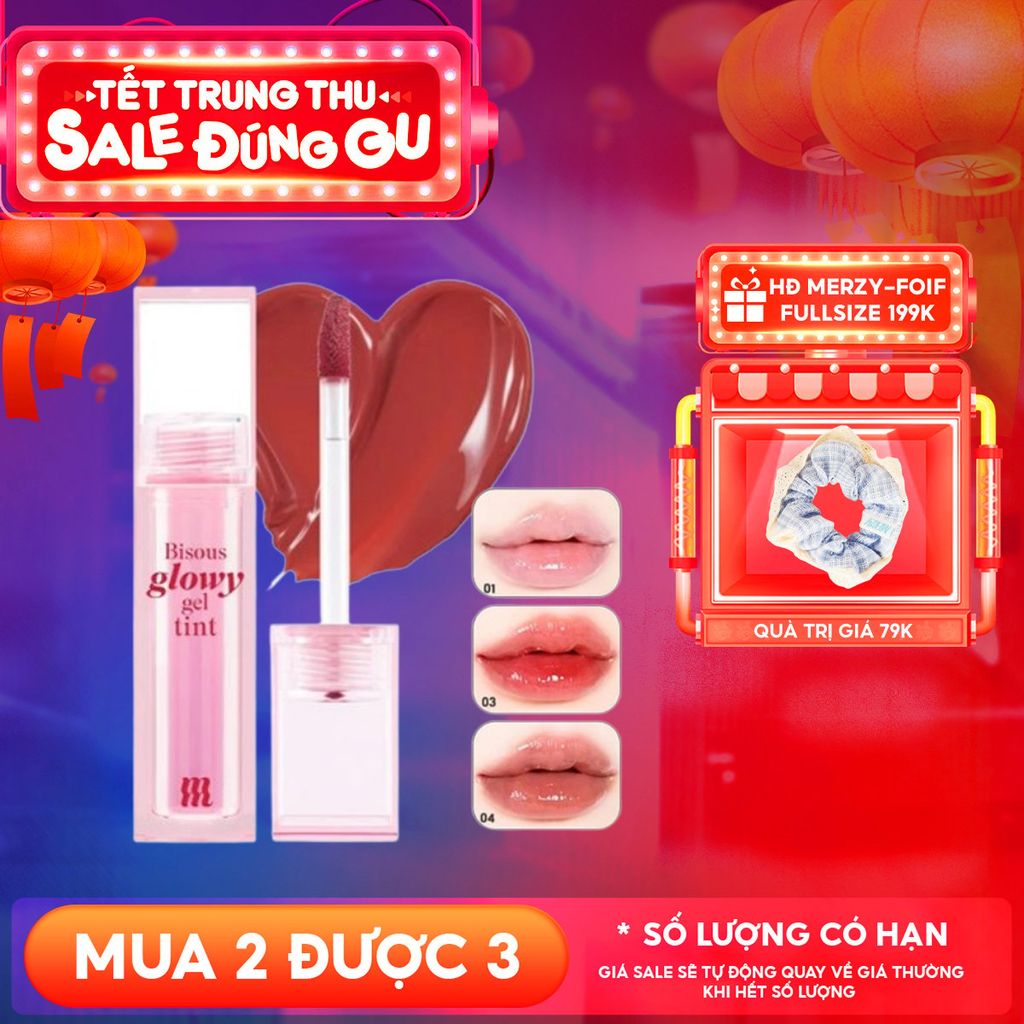 Son Bóng Pha Lê Merzy Căng Mọng, Bền Màu Bisous Glowy Gel Tint