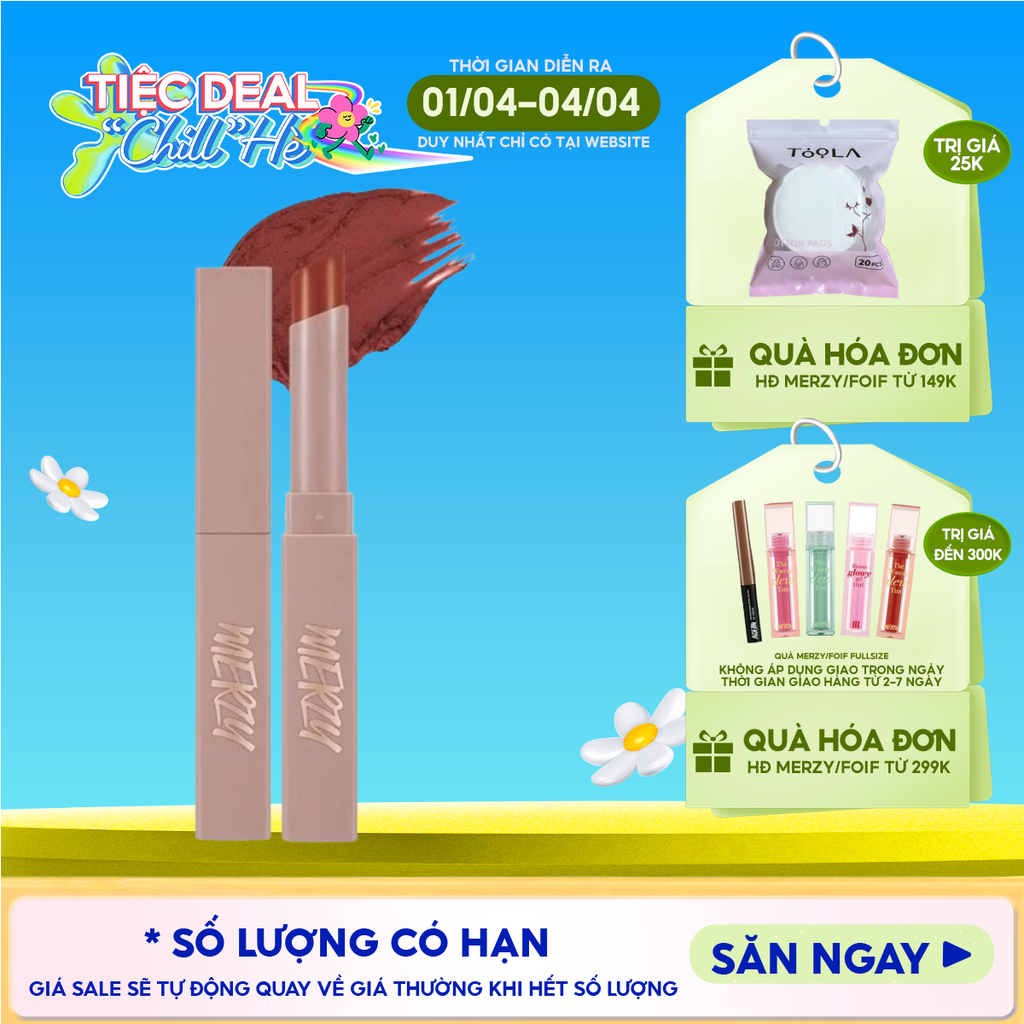 [Academia Collection] Son Thỏi Lì Merzy Lên Màu Chuẩn, Mịn Mượt Nhẹ Môi Academia Cotton Lipstick 1.8g