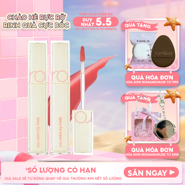 Son Tint Bóng Siêu Lì Cho Đôi Môi Căng Mọng Romand Milk Grocery Dewyful Water Tint 5g 