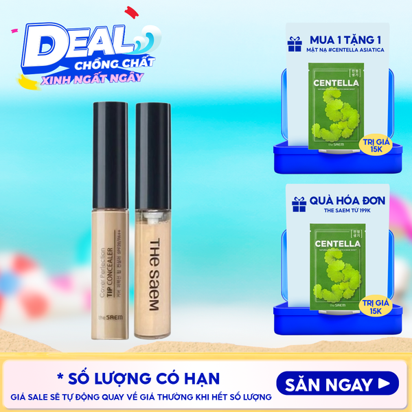  Kem Che Khuyết Điểm The Saem Có Chống Nắng Hàn Quốc Cover Perfection Tip Concealer SPF28/PA++ 6.5g 