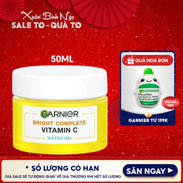  Gel Dưỡng Ẩm Garnier Hỗ Trợ Sáng Da Bright Complete Vitamin C Water-gel 50ml 