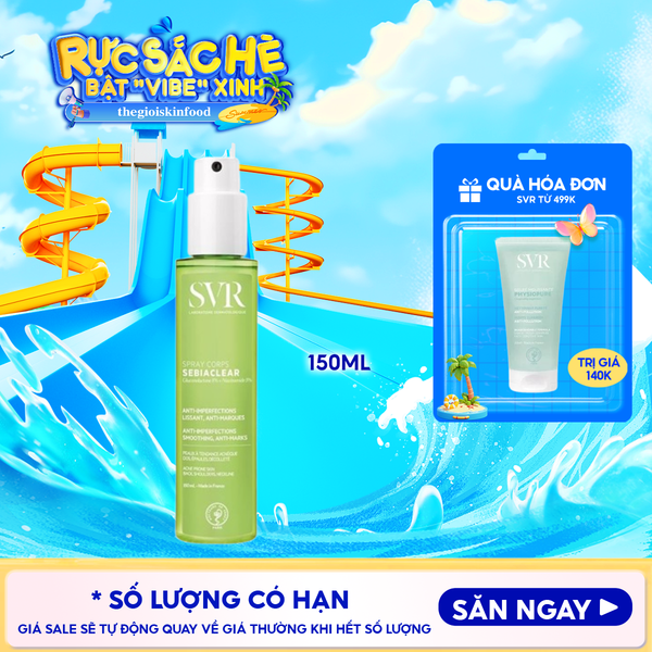  Xịt Hỗ Trợ Giảm Mụn Lưng & Cơ Thể SVR Mờ Thâm Mụn Sebiaclear Spray Corps 150ml 