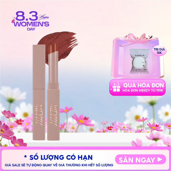  [Academia Collection] Son Thỏi Lì Merzy Lên Màu Chuẩn, Mịn Mượt Nhẹ Môi Academia Cotton Lipstick 1.8g 