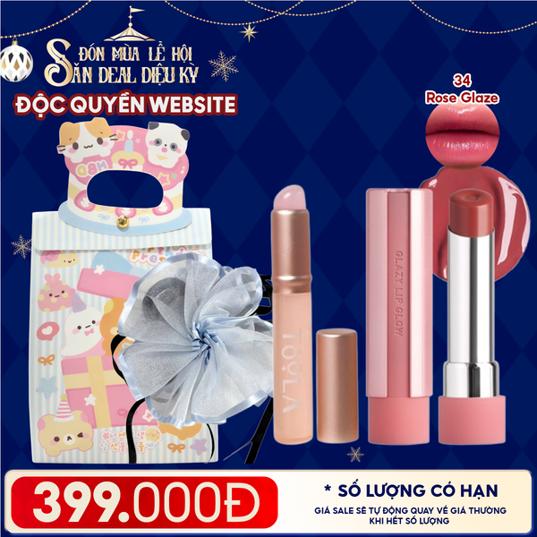  Túi Quà Giáng Sinh: Son 3CE + Kẹp Tóc Ngẫu Nhiên + Cọ Môi + Túi Quà Tặng 