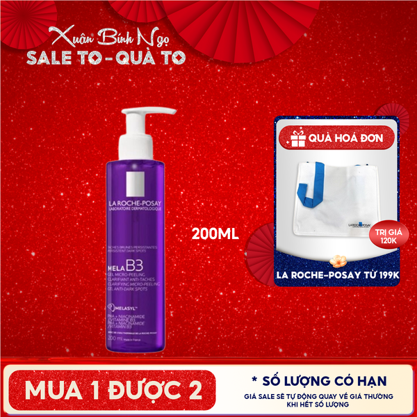  Sữa Rửa Mặt Làm Sạch Sâu, Hỗ Trợ Giảm Thâm Nám La Roche-Posay Mela B3 Clarifying Micro-Peeling Gel 200ml 