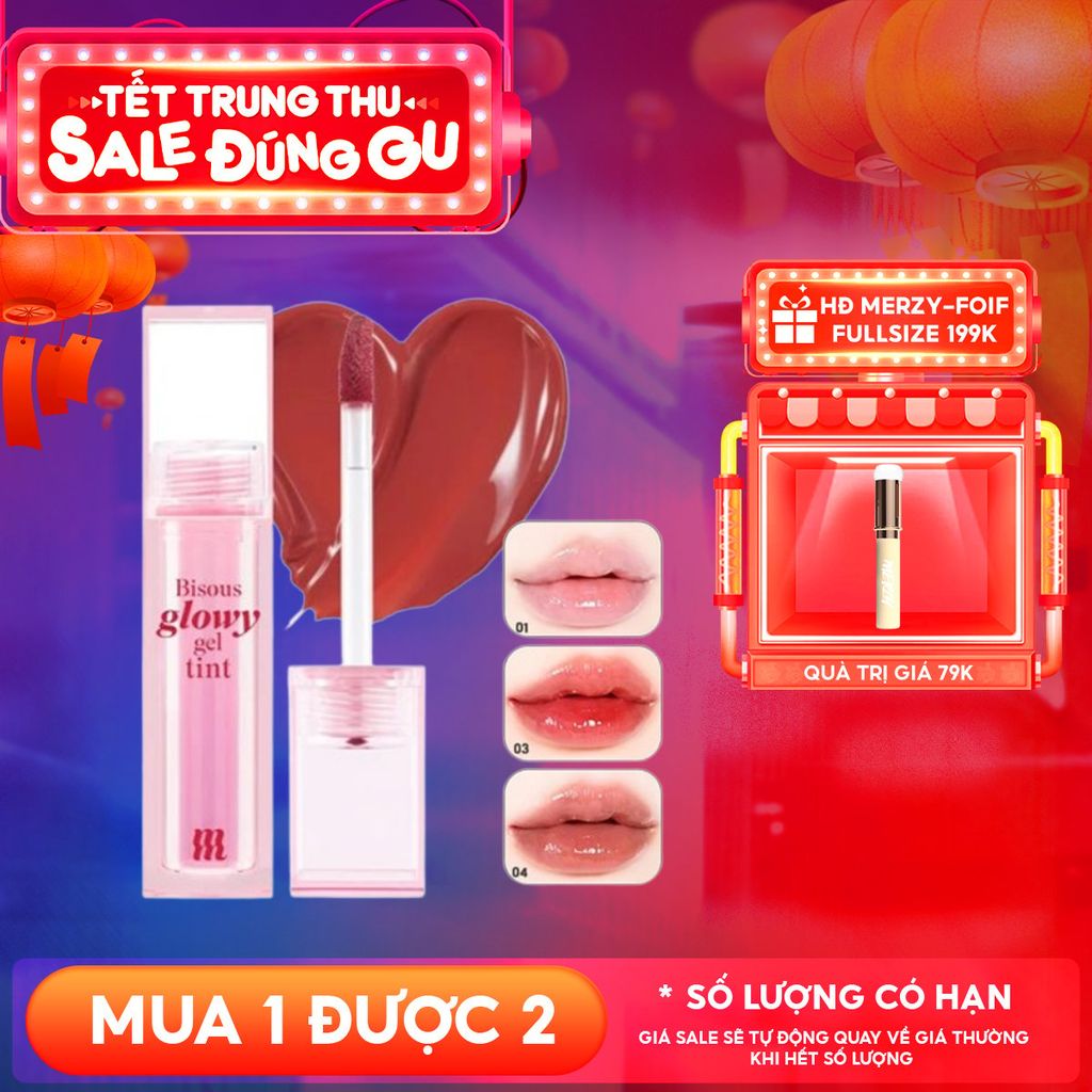 Son Bóng Pha Lê Merzy Căng Mọng, Bền Màu Bisous Glowy Gel Tint