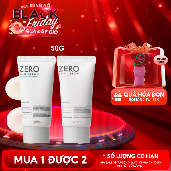  Kem Chống Nắng Romand Kiêm Kem Lót Bảo Vệ Da Hiệu Quả Zero Sun Clean SPF50+/PA++++ 50g 