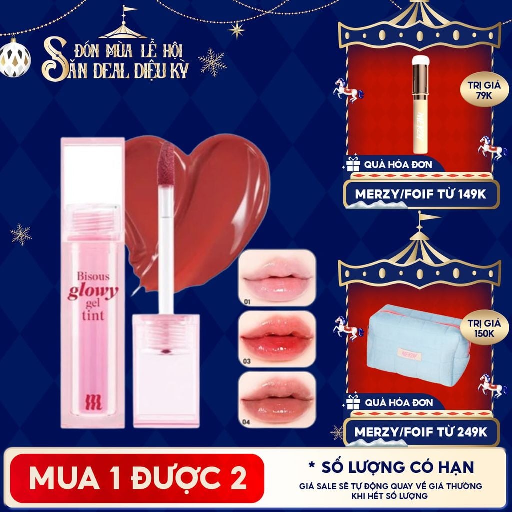 Son Bóng Pha Lê Merzy Căng Mọng, Bền Màu Bisous Glowy Gel Tint